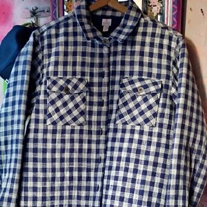 Blue and White Checkered Utility Jacket